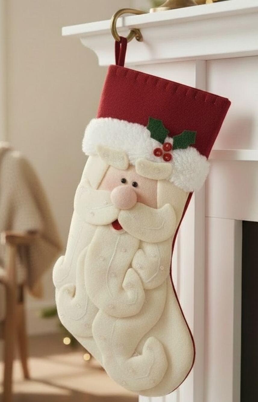 Ganz Santa Claus Christmas Stocking 18" 2D Two Dimensional Holiday Decor